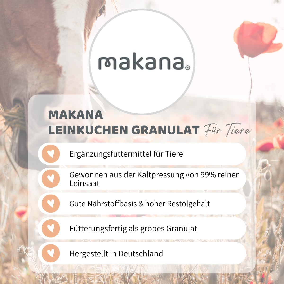 Makana Leinkuchen Pellets/Granulat für Pferde, 10 kg Sack