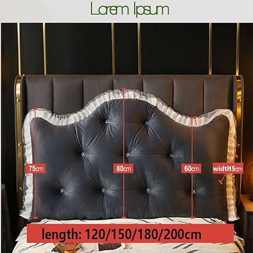 Miniatura 6 de Cojín grande tapizado para cabecero, almohada de lectura, con funda extraíble y correas de sujeción para cuello y soporte lumbar, H, 3.9 ft