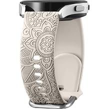 Floral Engraved Bands for Galaxy Watch 7/6/4/5/5 Pro/4 6 Classic/Active 2 | Soft Silicone Bands for Galaxy Watch 7 Band, Breathable Waterproof Strap for Galaxy Watch 6/4/5/5 Pro/4 6 Classic/Active 2/FE