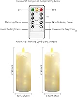 Vista 2 de Impermeable para exteriores, con temporizador y control remoto, paquete de 2 velas LED sin llama, velas que funcionan