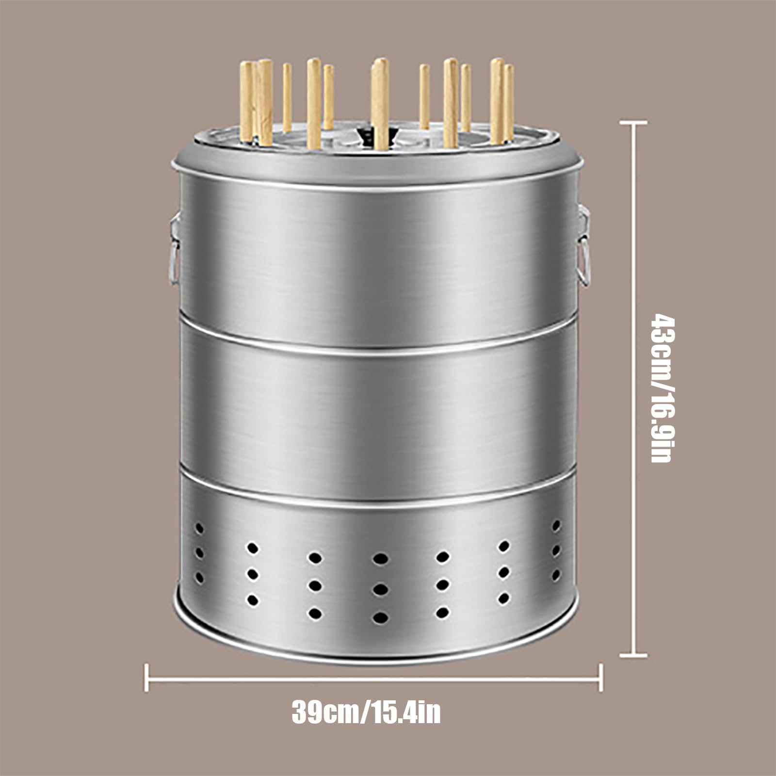 Barbecue portatile a carbone con spiedini | Fusto in acciaio inox a doppio strato con separazione olio-fuoco e circolazione del calore a 360° per cucinare all'aperto