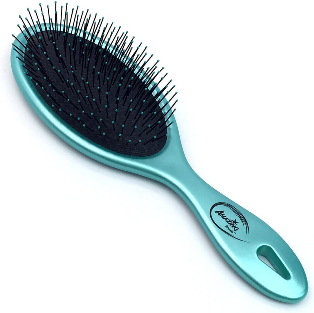 Beauticom Amazing Brush Remove Tangle Without The Pain. Best Hair Detangler Brush For Women, Girls, Men & Boys (Metallic Teal Color)
