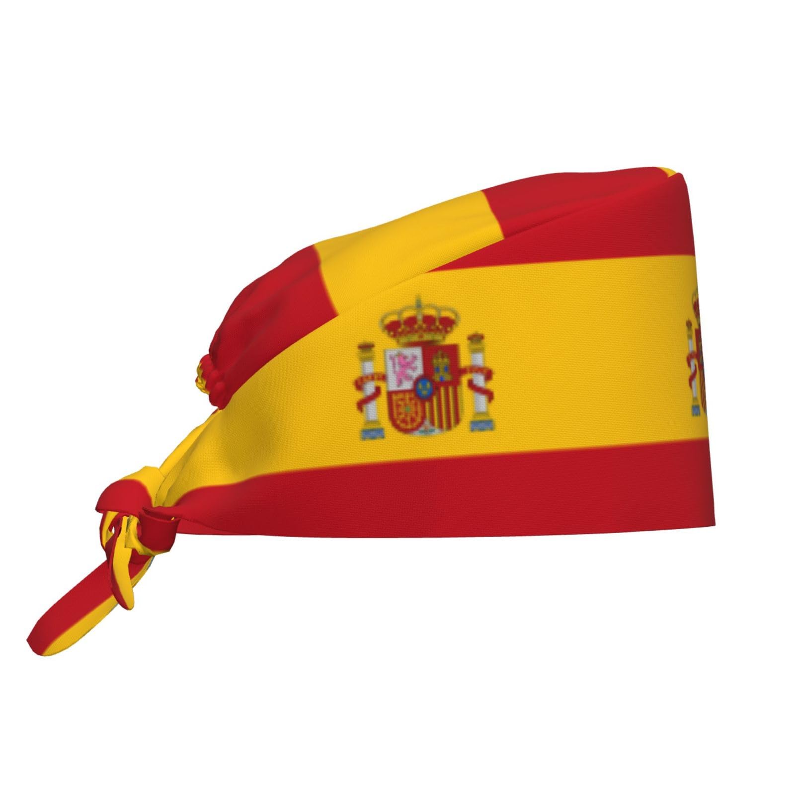 YYHWHJDE Bouffant Scrub Caps Spanish Flag Pattern - Adjustable Surgical Caps for Men and Women Black