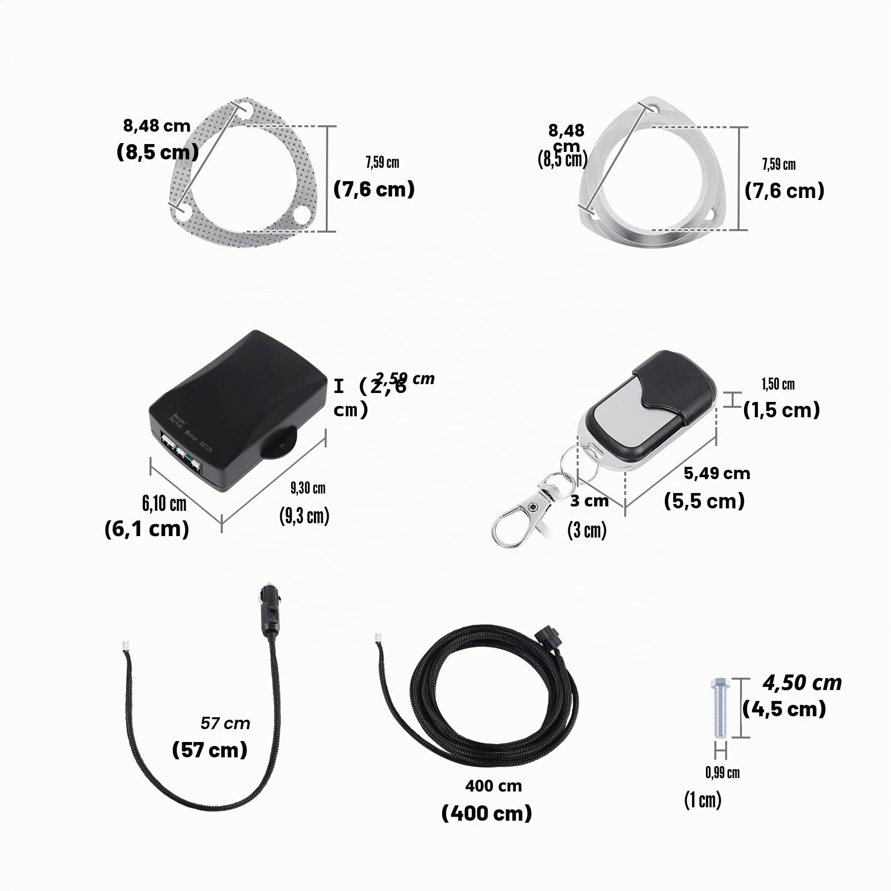 Kit de commutateur de soupape d'échappement à clapet de silencieux d'échappement électrique en acier inoxydable de 3" 76 mm avec télécommande