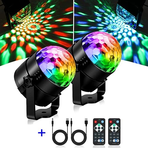 Discokugel LED  SOLMORE Party Lampe StA ck mit Fernbedienung Musikgesteuert RGB Modi Disco Lichteffekte fA r Dekoration Party Bar Club Disco Karneval  USB-Kabel