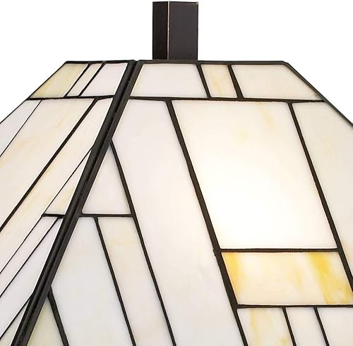 Miniatura 6 de Franklin Iron Works Mission Tiffany - Lámpara de mesa estilo Art Deco de 26.25 pulgadas, hierro forjado de alta calidad, bronce oscuro, marrón,