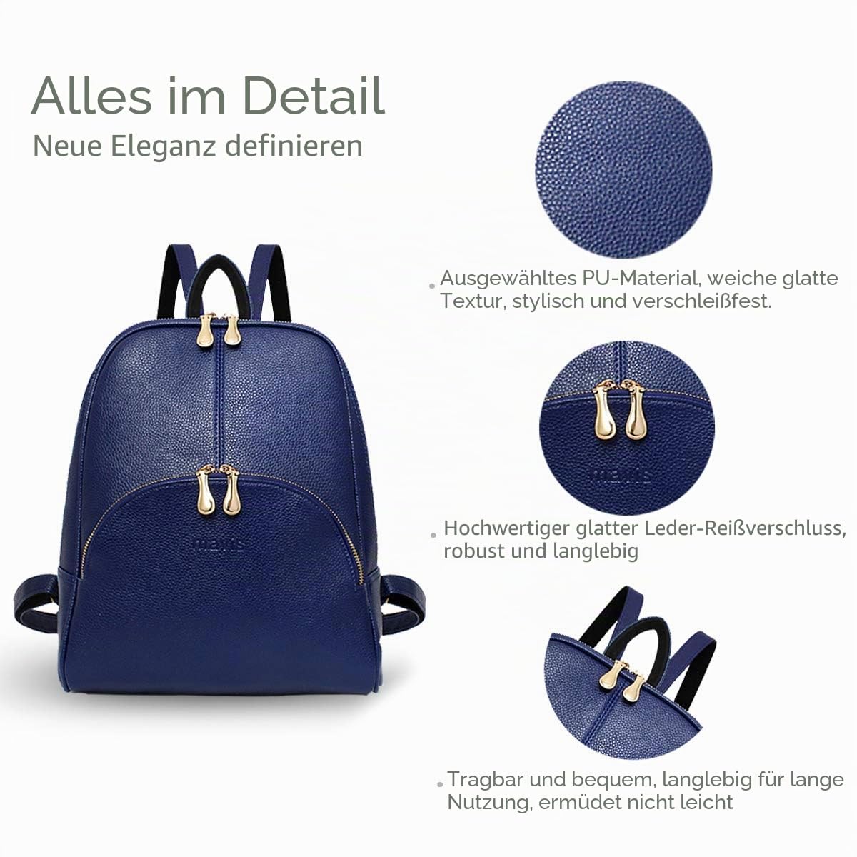 NICOLE & DORIS Damen Rucksack Casual Rucksack für Damen wasserdichte Handtasche für Frauen Rucksäcke Kunstleder