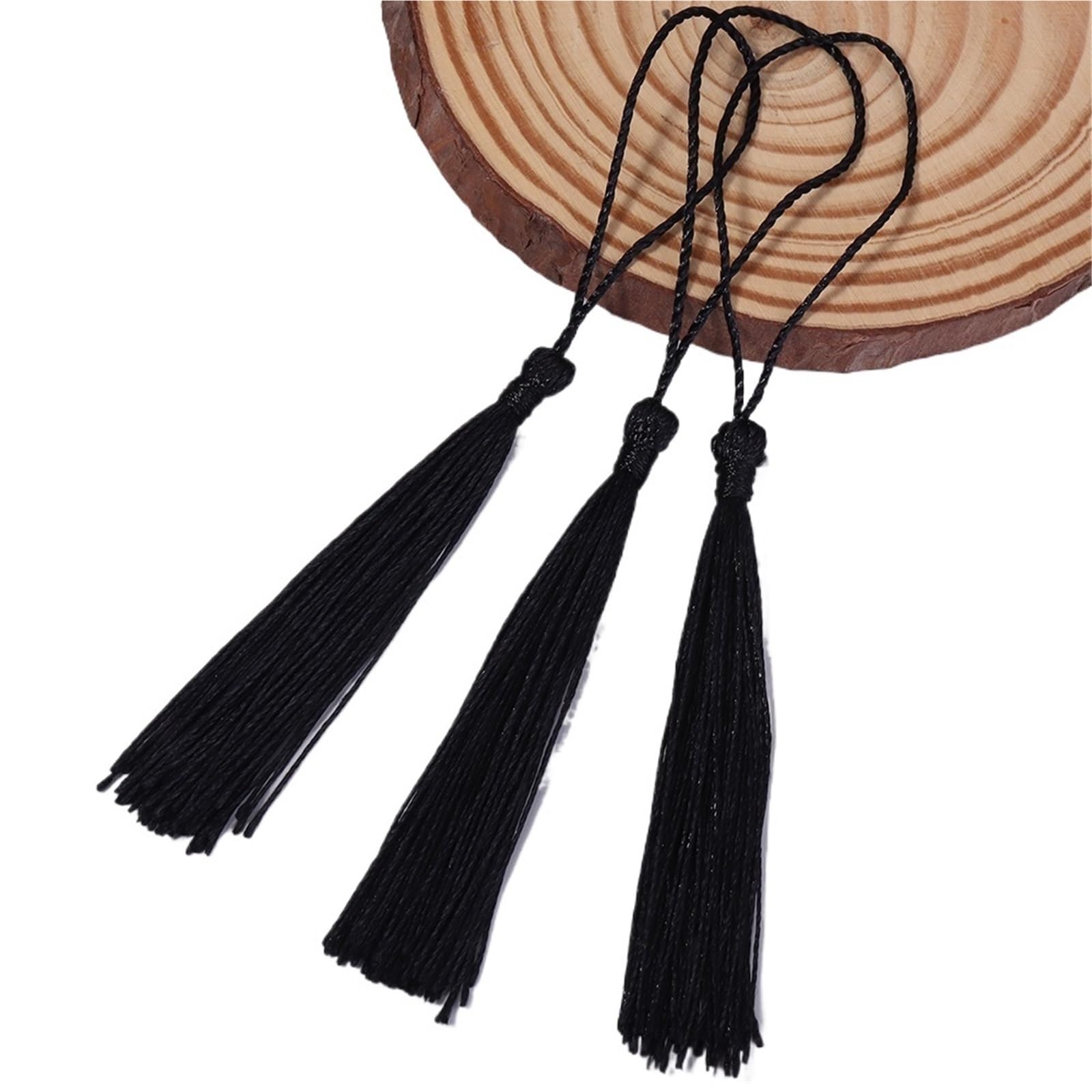 Tassel Pendant 30-100pcs Tassel Silk Fringe Silky Floss Bookmark Tassels Mini Hanging Rope DIY Craft(Black,Spike80 rope50 30pcs)