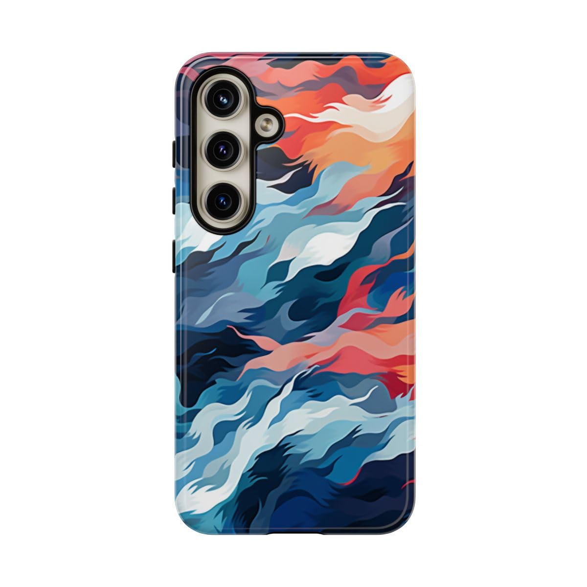 Coque rigide brillante Samsung S24 motif abstrait vagues fluides - 5
