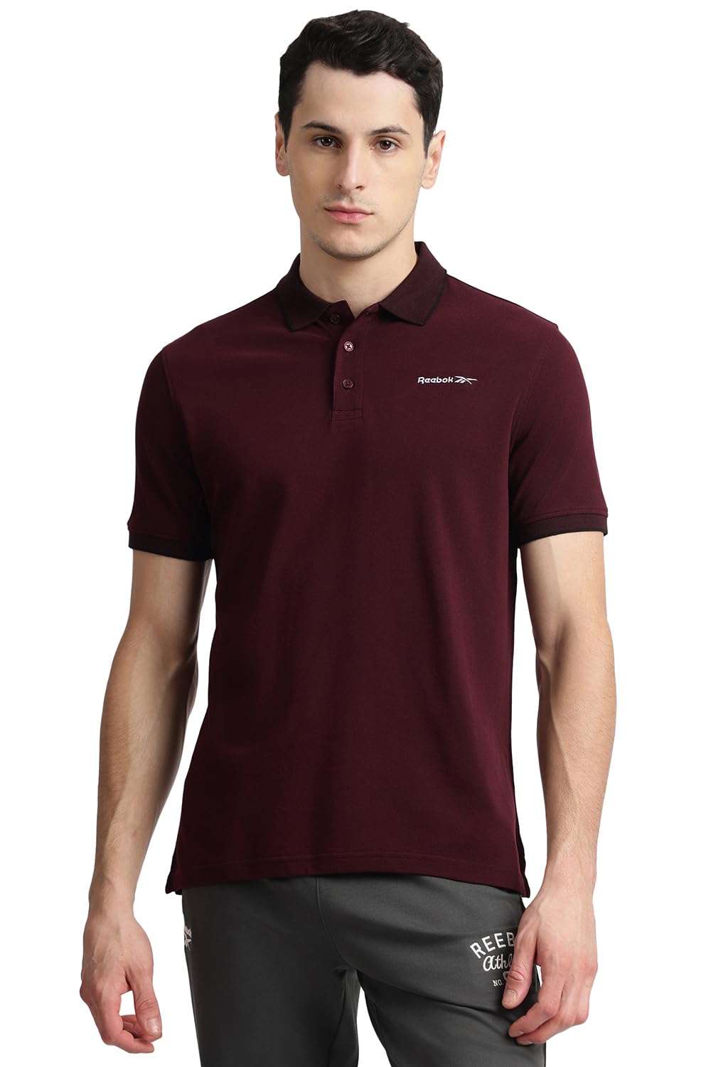reebok Men's Jacquard Collar Polo Shirt - Smart Casual Polo T-Shirt with Premium Detailing for Work & Weekends-picture-30