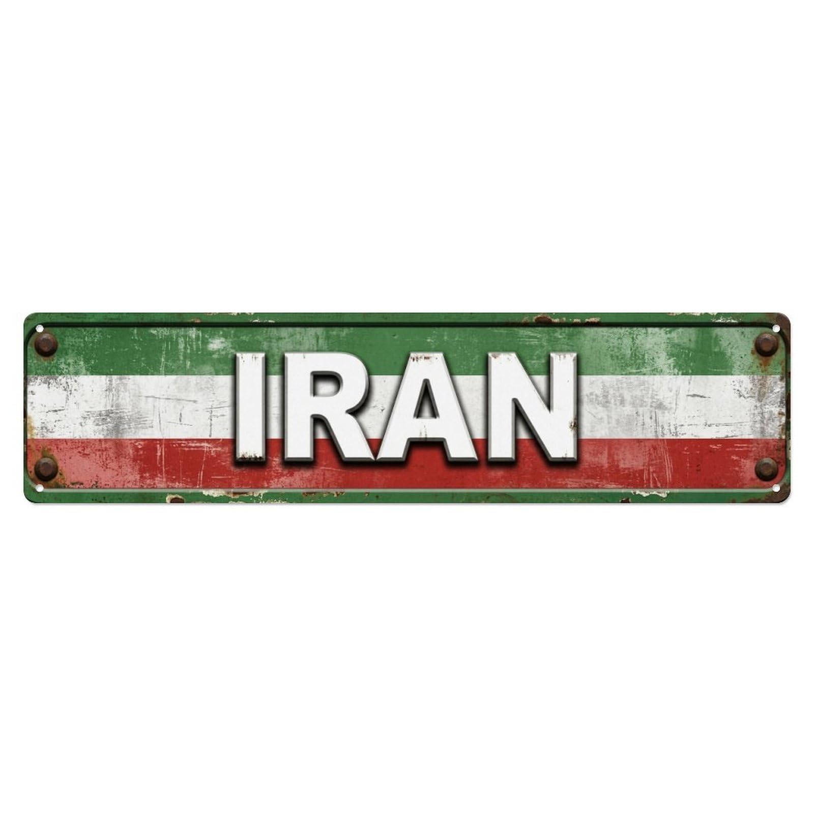 Vintage Iran Flag Pattern Metal Tin Sign