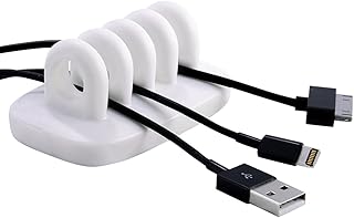 Cable Clip Holder Weighted Desktop Cord Management Fixture (White)
