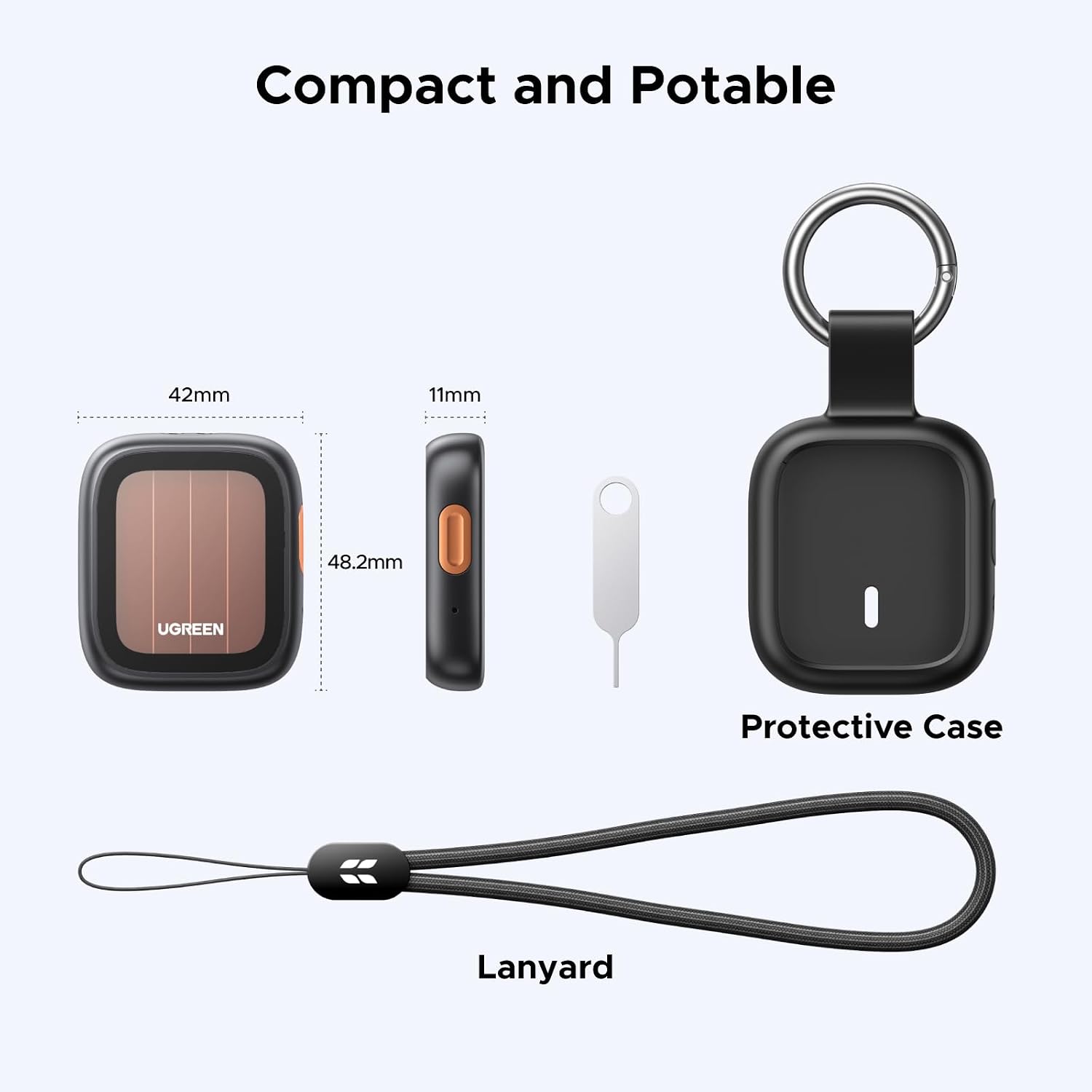 UGREEN Finder Pro Tracker Tags (iOS Only) Solar Powered Bluetooth Air Smart Tags Item Finder Compatible with Apple Find My for Backpack Luggage Key [Apple MFi Certified]