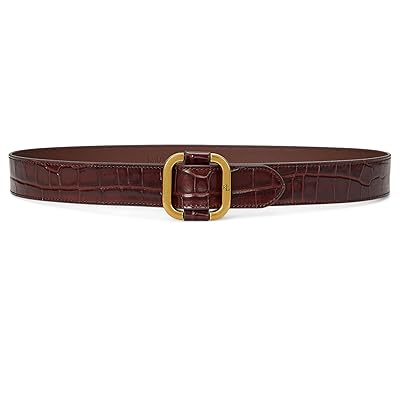 Lauren Ralph Lauren Slide Buckle Croc Embossed Leather Women