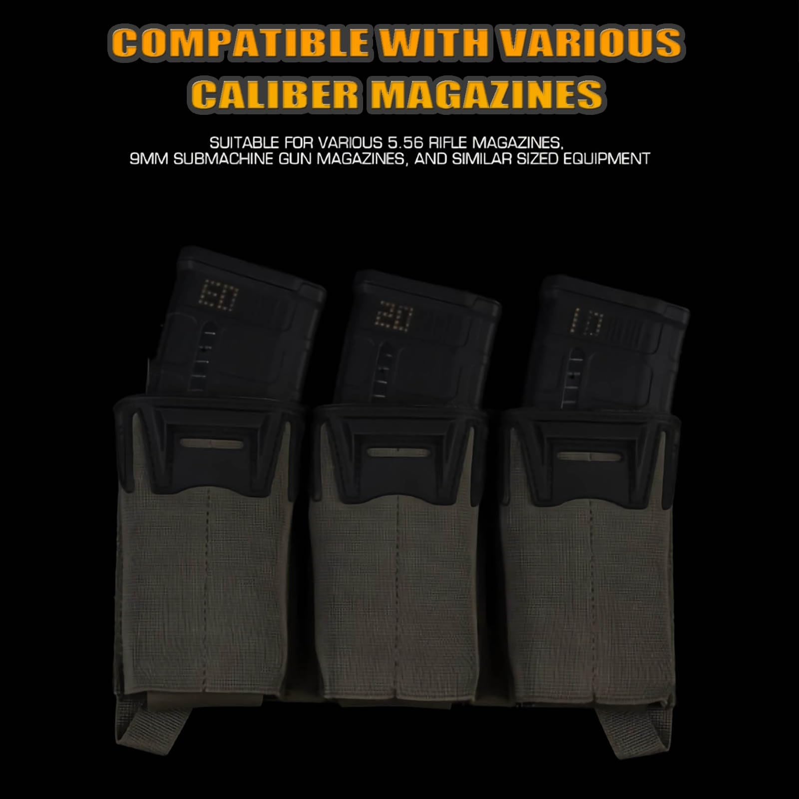 Wielokalibrowa Ładownica Na Potrójny Magazynek, Taktyczna Plakietka Na Kaliber 5,56/7,62x39/PCC 9 Mm Z Przedłużonym Magazynkiem, Przedni Panel Kamizelki Myśliwskiej