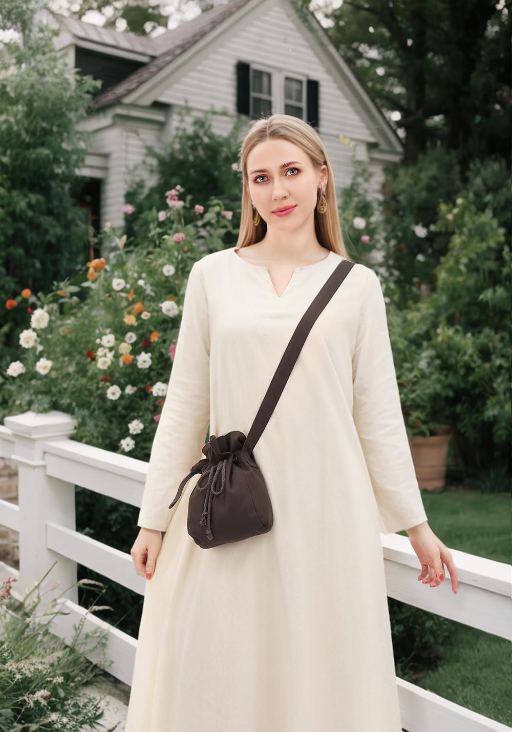 PROCOS Medieval Bag Canvas Renaissance Drawstring Shoulder Bag Coin Purse Costume Accessories for Festival LARP - Image 2