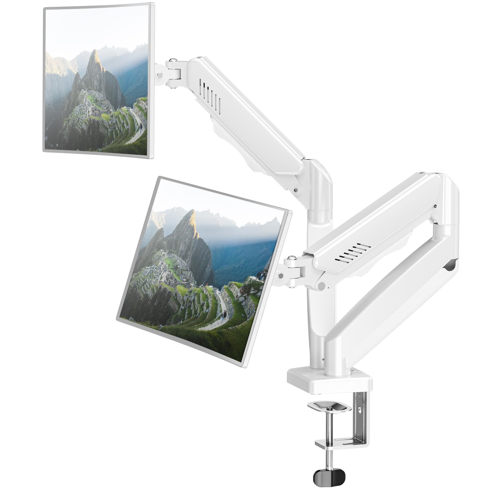 Dual Monitor Arm Desk Mount Fits Max 32 inch Screens, Holds 4.4 to 19.8lbs Dual White(Freelift)