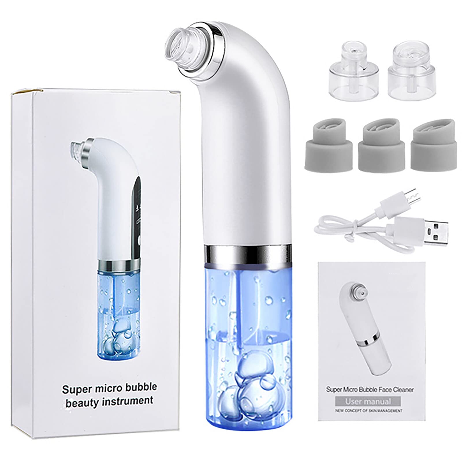 Sunshineface Facial Cleansing Machine Water Cycle Moisturizing Pore Cleanser Pimple Extractor with 6 Suction Heads 3 Gears