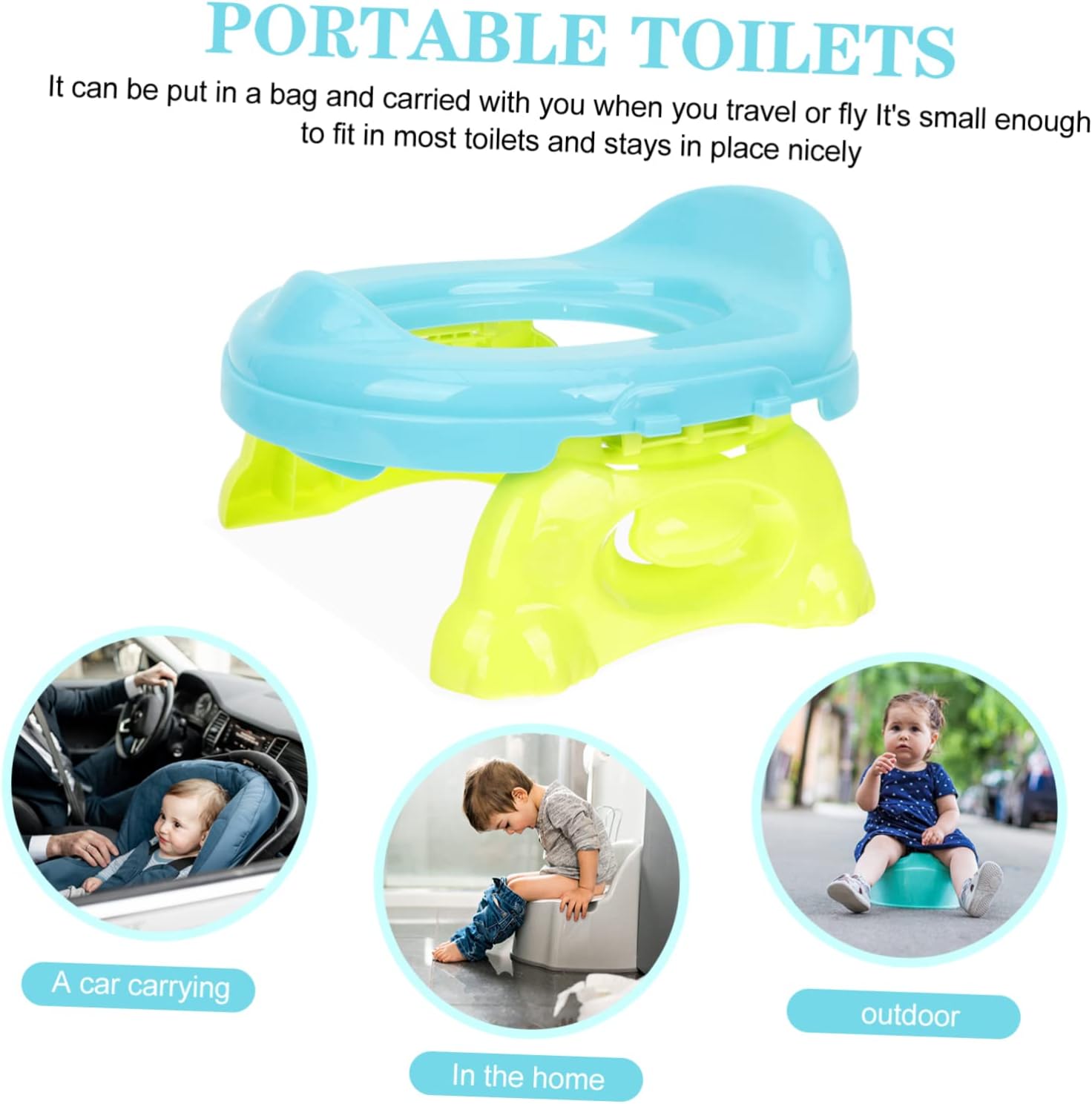 Kisangel Portable Folding Toilet Lightweight Boy Girl Travel Potty for Use Sturdy Design for Safe Potty Training No Cleaning Needed for Camping and Outdoor Activities