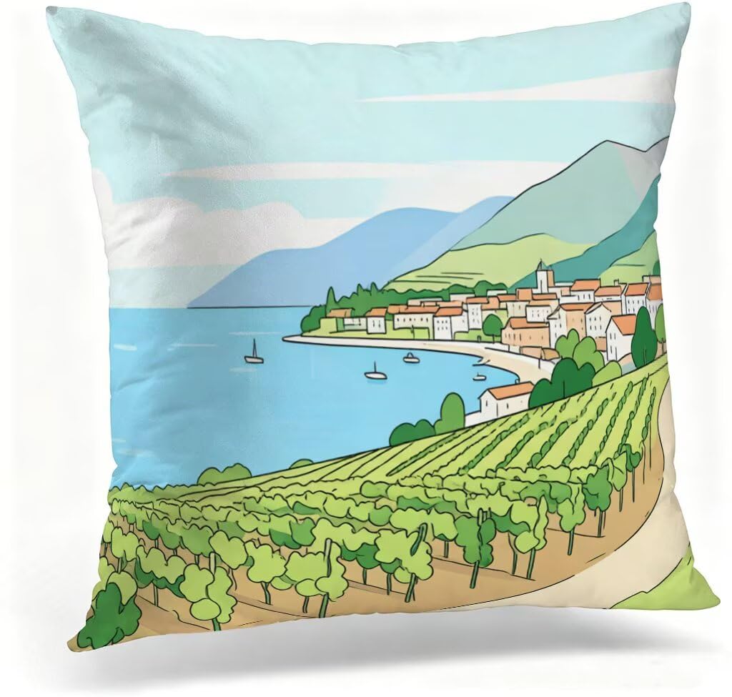 Housse de coussin 70x70 en lin durable style rural vert avec zip invisible