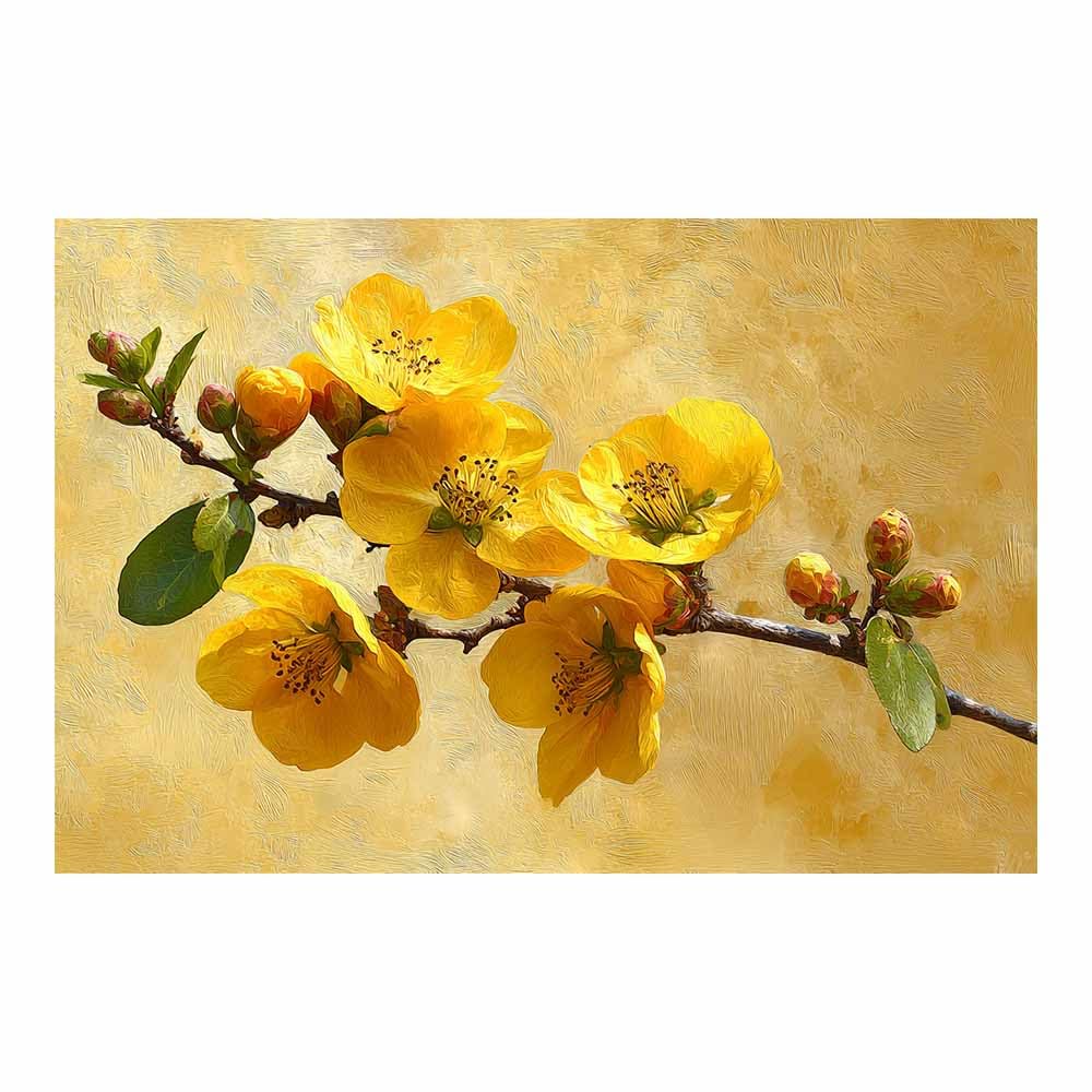 Xeniou Multicolor Flowers Canvas Yellow Flower Branch Art Canvas Wall Art, For Bathroom Living Room Bedroom Office Kitchen(Multicolor)-80X120cm Unframed