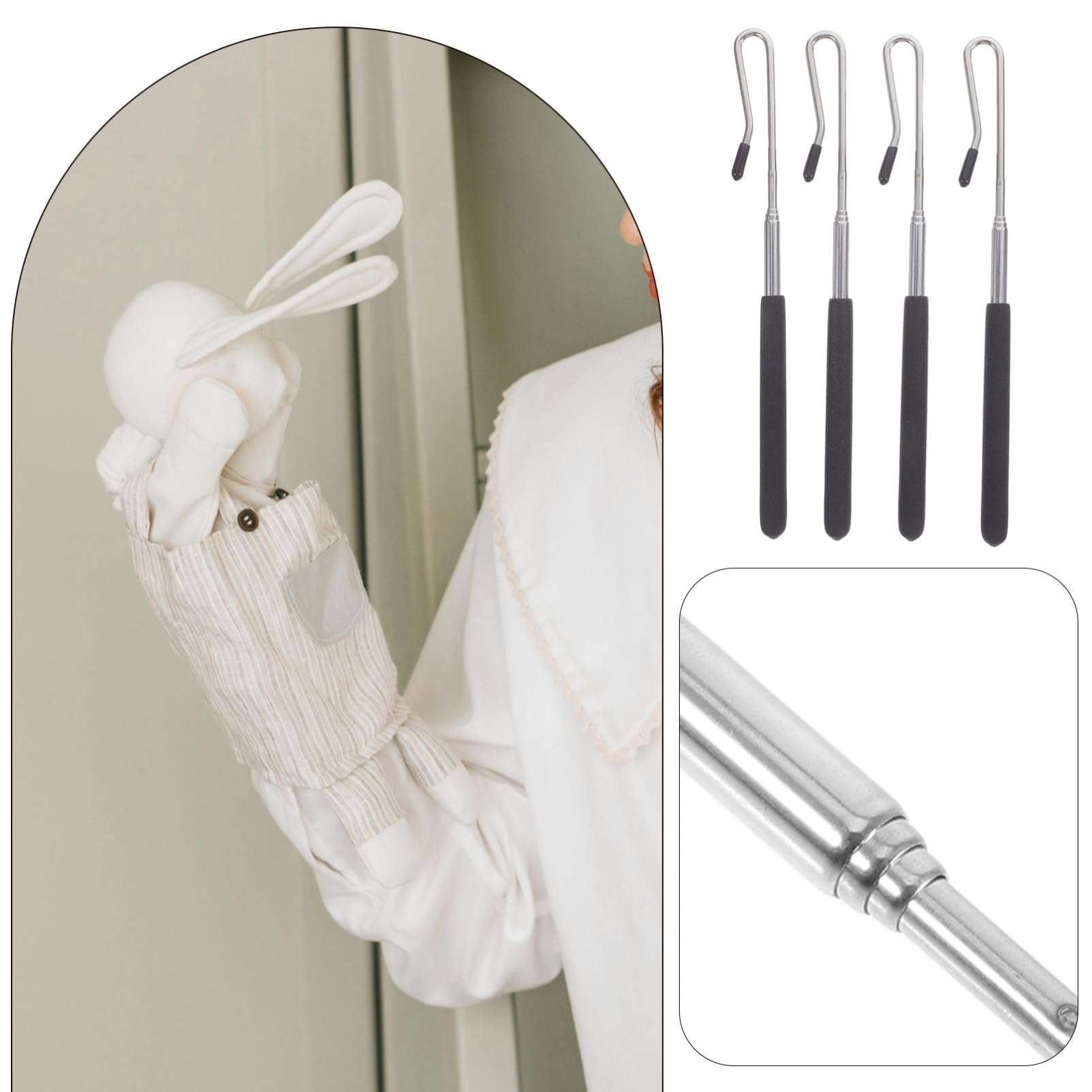 Toddmomy 4 Varillas de Mano Telescópicas de Aleación Ajustables para Control de Brazos de Títeres, Accesorios para Títeres en Escenario o Control Individual