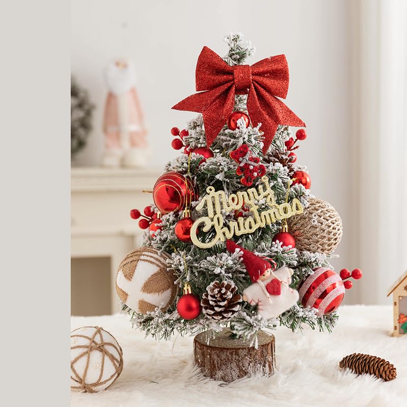 BluevICheistmas Tree 45cm Mini Desktop Simulation Ambience With Accessories Ceremonial Tree Christmas Pine Needles Durable Stable Christmas Treee For Families Hotels (Red)