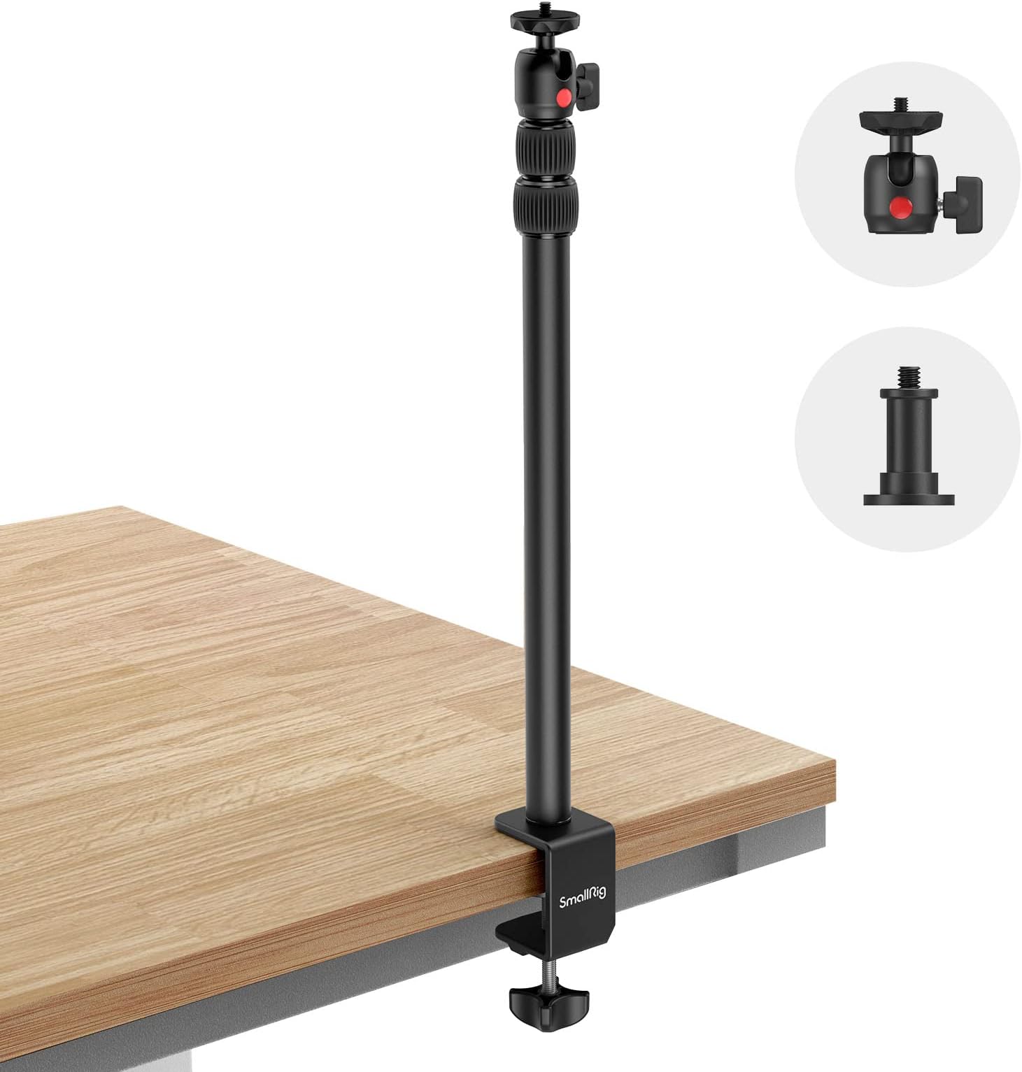 Camera Desk Mount Table Stand, Adjustable Light Stand 15"-35", Tabletop C Clamp for DSLR Camera, Ring Light, Live Streaming, Photo Video Shooting