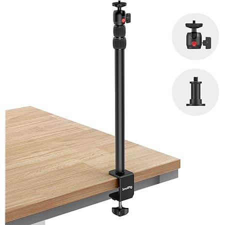 SmallRig Selection Camera Desk Mount Table Stand, Adjustable Light Stand 13"-35", Tabletop C Clamp for DSLR Camera, Ring Light, Live Streaming, Photo Video Shooting (1 PC)