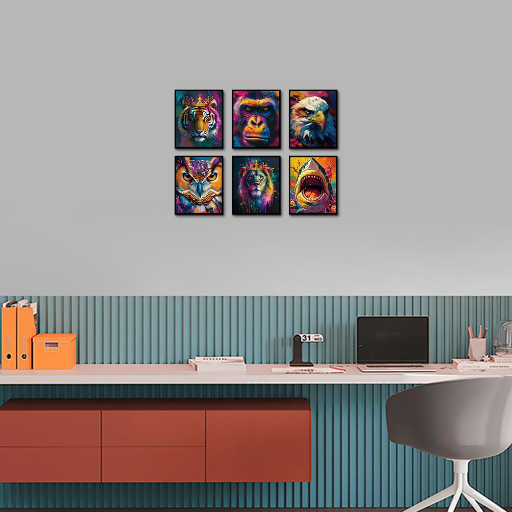 HERW Stampa su Tela Gatti Colorati Astratti Poster su Tela E Stampe Artistiche Dipinti su Tela di Animali Immagini di Arte della Parete per La Camera dei Bambini