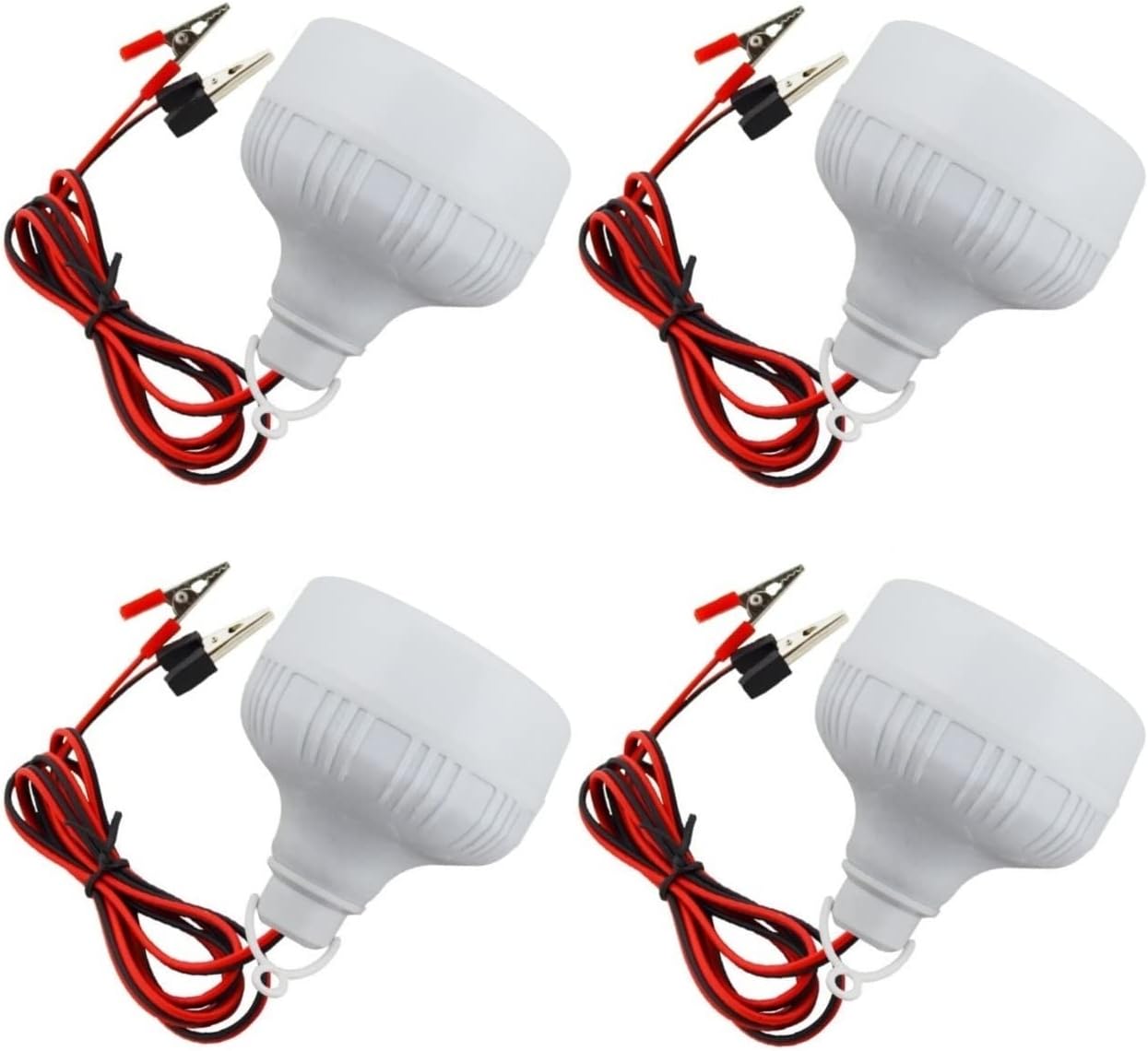 12V DC 10 Watts E27 LED Bulb Alligator Clips Energy Saving Solar White LED Light Bulb - Pack of 4