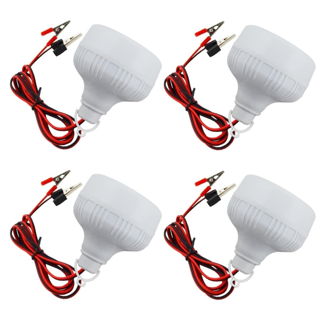 12V DC 10 Watts E27 LED Bulb Alligator Clips Energy Saving Solar White LED Light Bulb - Pack of 4