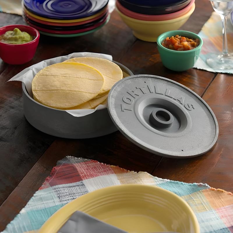 OCS Parts Pro Series 8.5-Inch Round Tortilla Warmer | Gray | Dishwasher and Microwave Safe Insulated Tortilla Warmer with Lid for Home Kitchens and Restaurants