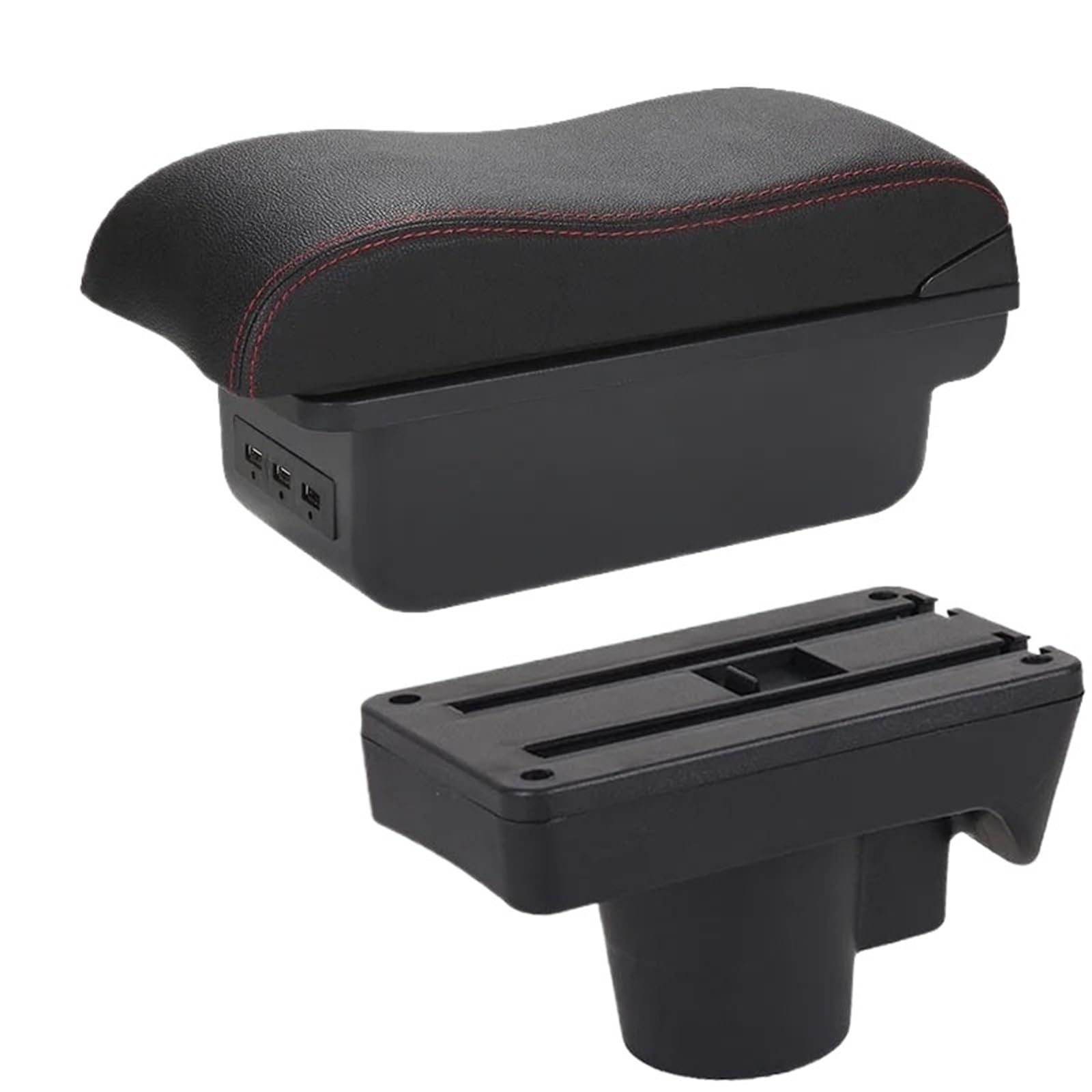 NOKRGQW Car Armrest Box For Opel For Astra H 2006 2007 2008 2009 2010 2011 Car Armrest Curved Surface Storage Box(B1 Black red 3USB)