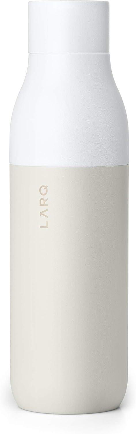 LARQ Bottle PureVis 25 oz - Self-Cleaning and Insulated Stainless Steel Water Bottle with UV Water Purifier and Award-winning Design | Reusable & Travel Friendly, Granite White
