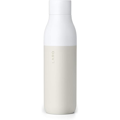 LARQ Bottle PureVis 25 oz - Self-Cleaning and Insulated Stainless Steel Water Bottle with UV Water Purifier and Award-winning Design | Reusable & Travel Friendly, Granite White