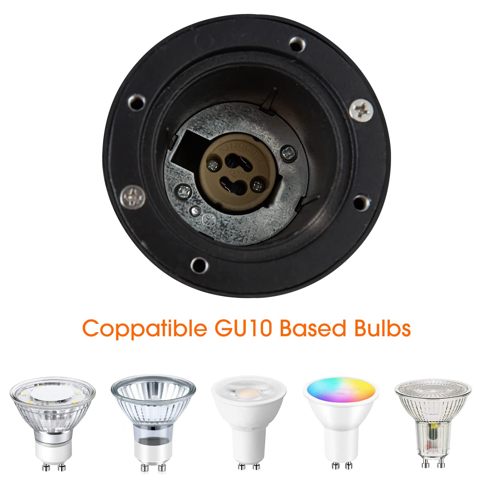 Foco led para empotrar en el suelo para GU10, IP67 Foco empotrable para suelo redondo, 230V foco exterior transitable para césped, plataforma, balcones, 30cm cable preinstalado, Ø11x12cm