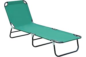 Outsunny Outdoor Folding Chaise Lounge for Sun Tanning, 5 Level Reclining