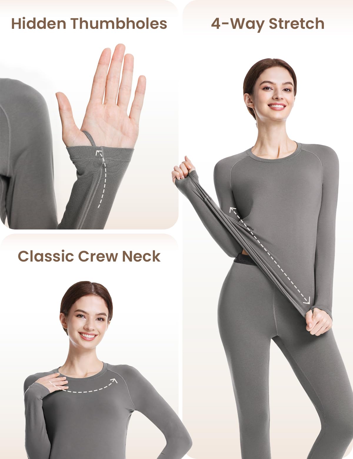 Miękkie zestawy bielizny termicznej dla kobiet, ciepła warstwa bazowa lekka długa kalesony taop i dolna piżama