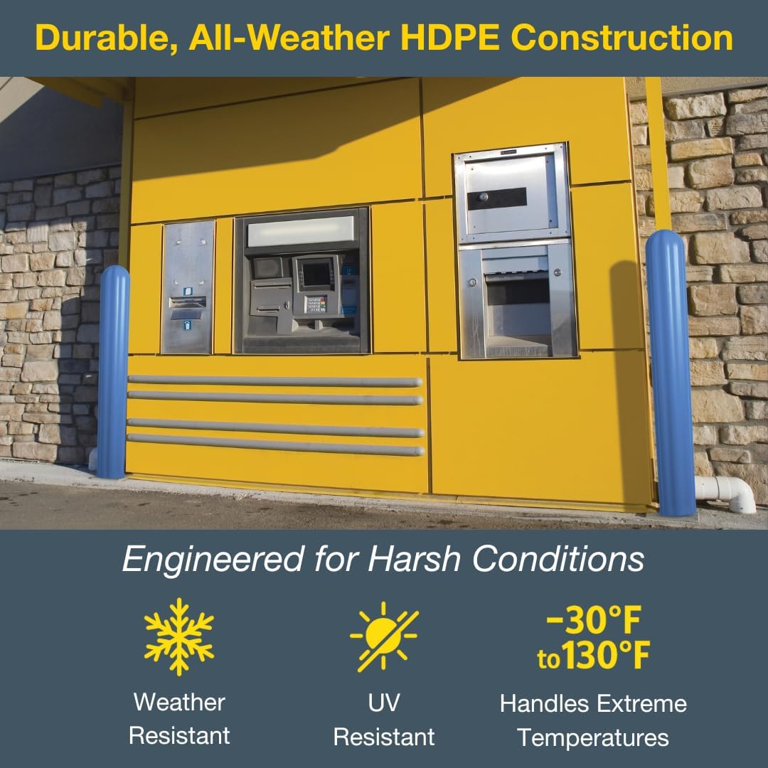 Eagle Bollard Covers for 8 Inch Poles - 56" Tall, Durable Fluted HDPE Plastic - Trimmable Blue Bollard Post Sleeve for Parking Lots, Warehouses, and Loading Docks, 1738BL