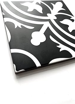 8 x 8 Flora Black White Reverso Porcelain Pattern Modern Classic