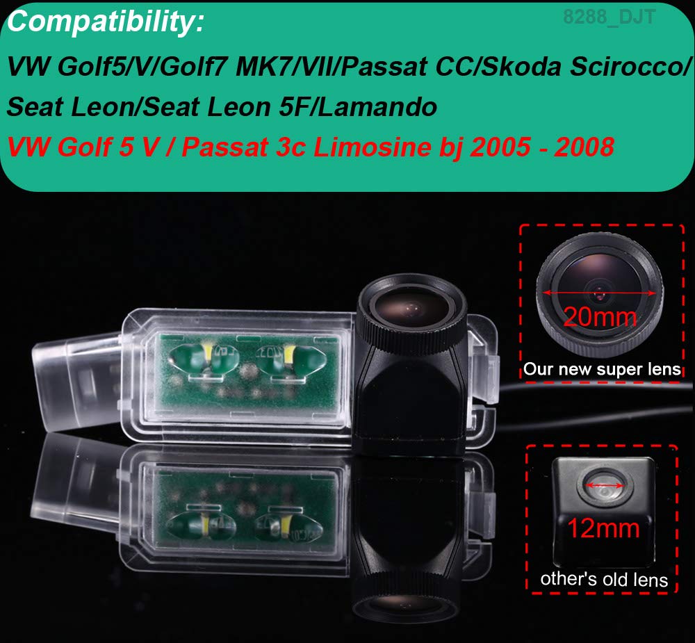 20 mm Super HD obiektyw wodoodporna tablica rejestracyjna kamera cofania do parkowania VW Golf5/V/Golf7 MK7/VII/Passat CC/Skoda Scirocco/Seat Leon/Seat Leon 5F/Lamando