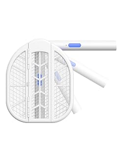 4000V Foldable Electric Fly Swatter 1500mAh Rechargeable | Bug Zapper Racket Mosquito Trap & Zapper with Dual Modes & Blue Light for Office Backyard Patio Camping Indoor Home - Amazon product rated Grade B