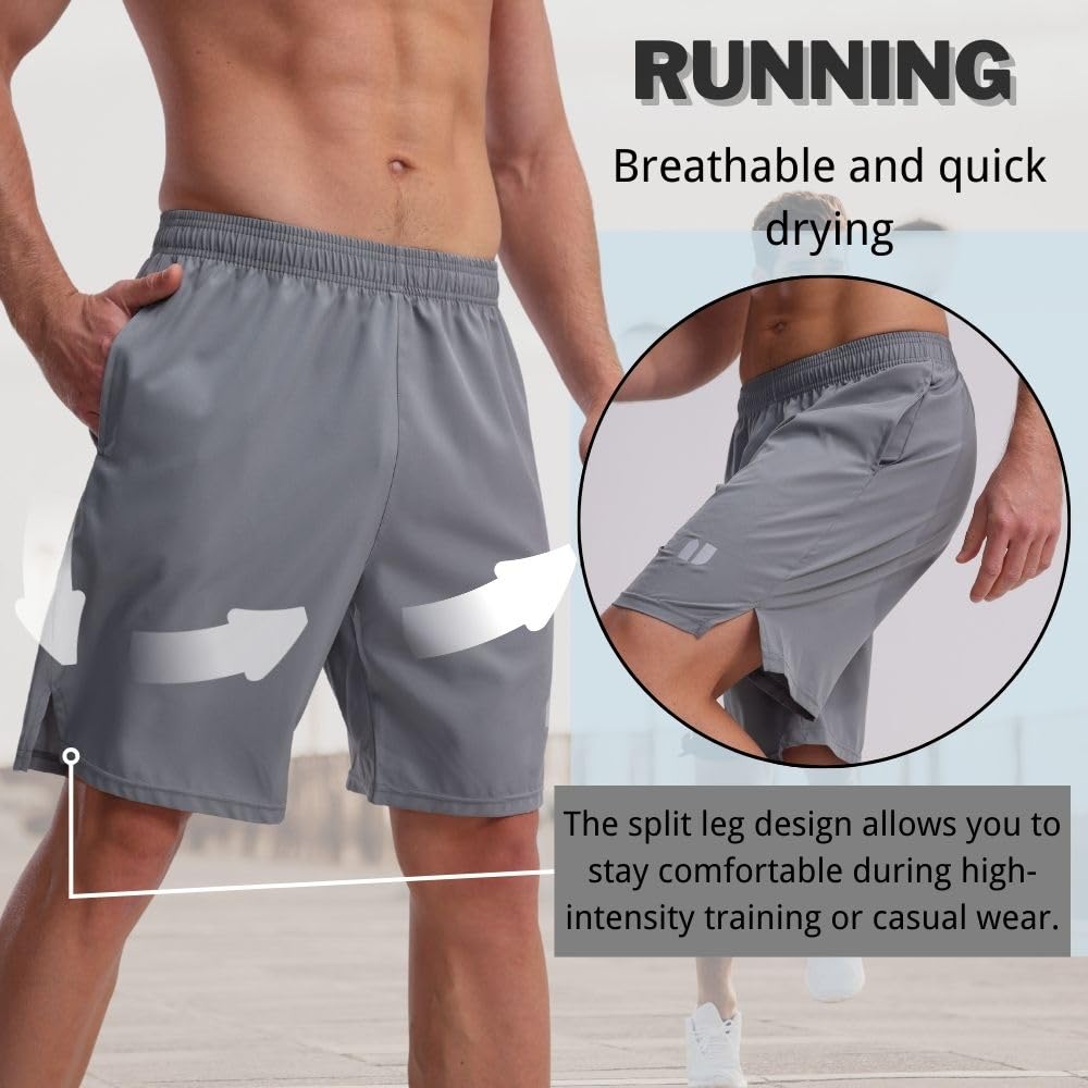 Bsrpolry, Confezione da 5 pantaloncini da corsa da uomo ad asciugatura rapida per jogging, pantaloncini sportivi da uomo con tasche e elastico in vita
