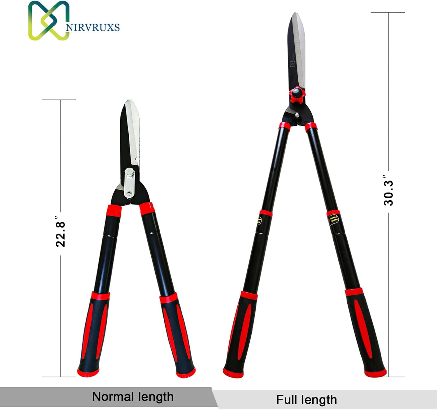 Garden Hedge Shears Heavy Duty with 22.8"-30.3" Extendable Handle, Plant Cutting Scissors -Lawn Pruners - Yard and Garden Tools