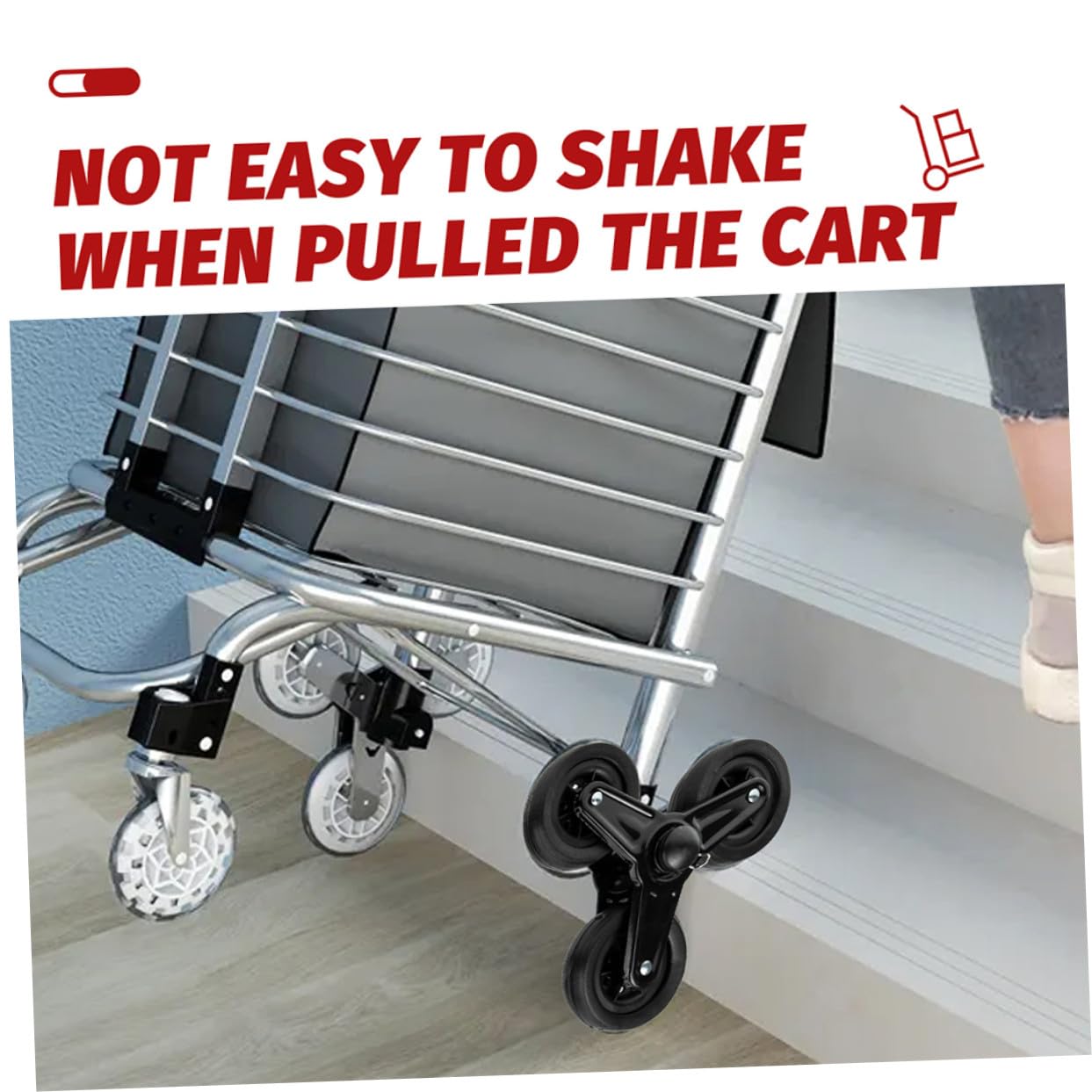 DOITOOL 2paia Carrello per Spesa Ruote Triangolari in Ferro Ruote Girevoli per Carrelli Mano Accessori per Trasporto Merci Stabile e Facile da Usare