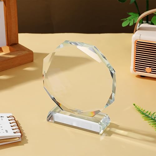 Miniatura 2 de CLISPEED Trofeo de cristal en blanco Premio de trofeo de vidrio Copa transparente Estatuas de celebración de premios Decoración de escritorio