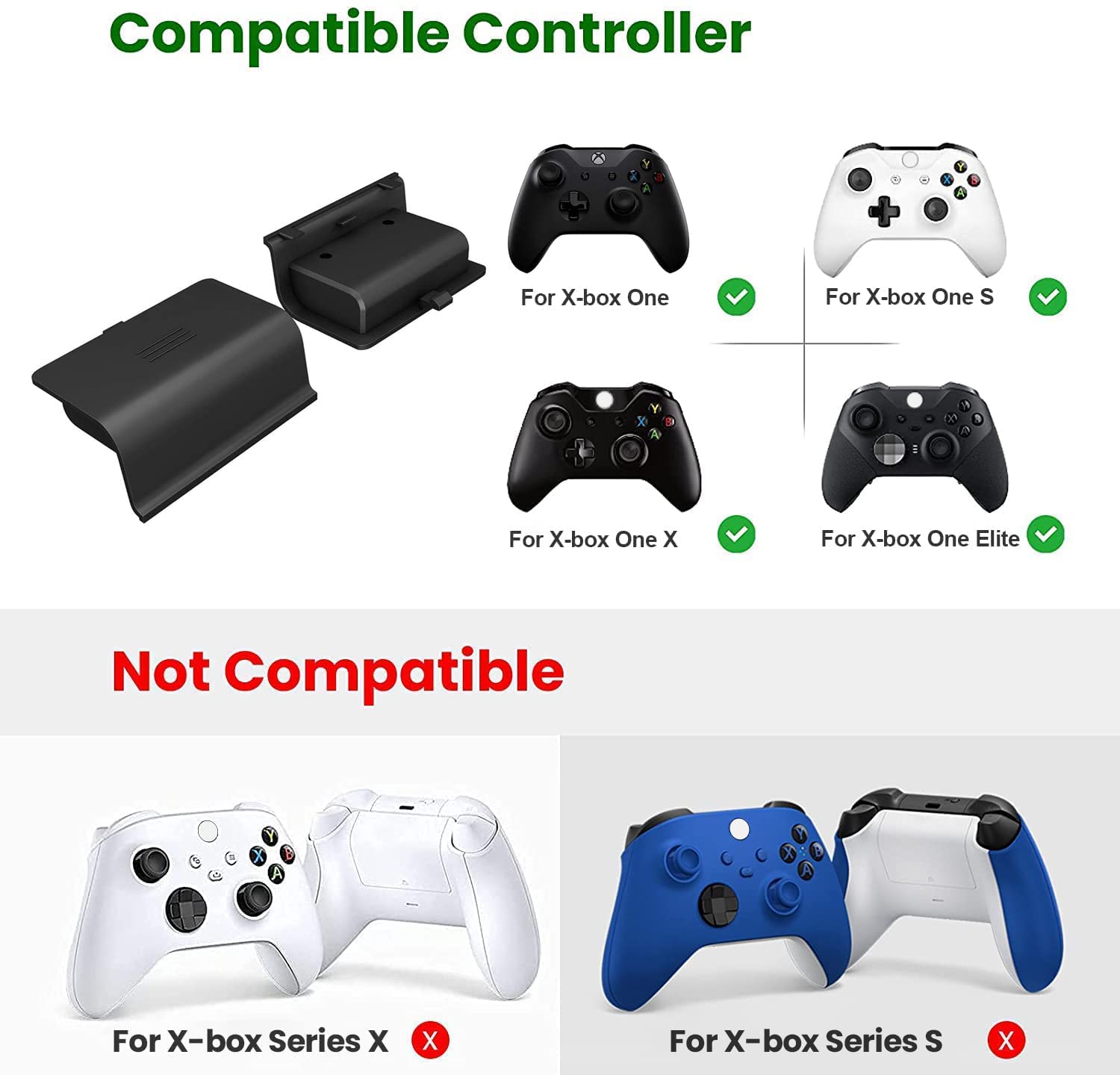 Xbox One Controller Battery Pack, Rechargeable 2x800mAH Battery Pack with 3FT 2 in 1 Micro USB Charging Cable for Xbox One/One S/One X/Elite