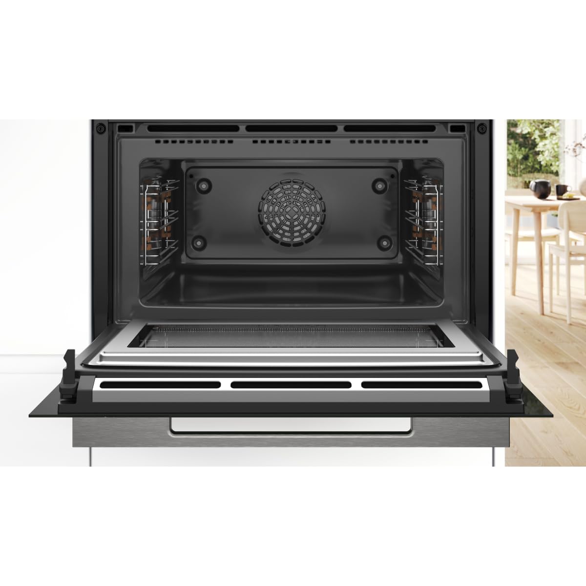 Bosch Serie 8 CMG7761B1 Einbau-Kompaktbackofen mit Mikrowellenfunktion, 45 x 60 cm, Pyrolyse, Air Fry, Schwarz