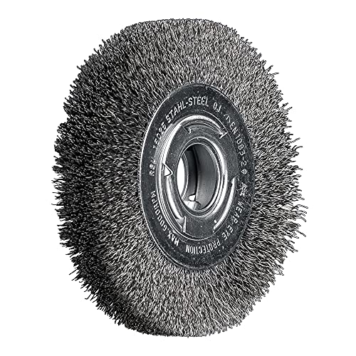 Image of PFERD POS Round Brush Wide Untwisted RBU | Diameter 150 x 25 x Variable Bore Steel Wire Diameter 0.30 | 43701209 - for The Grinding Stand